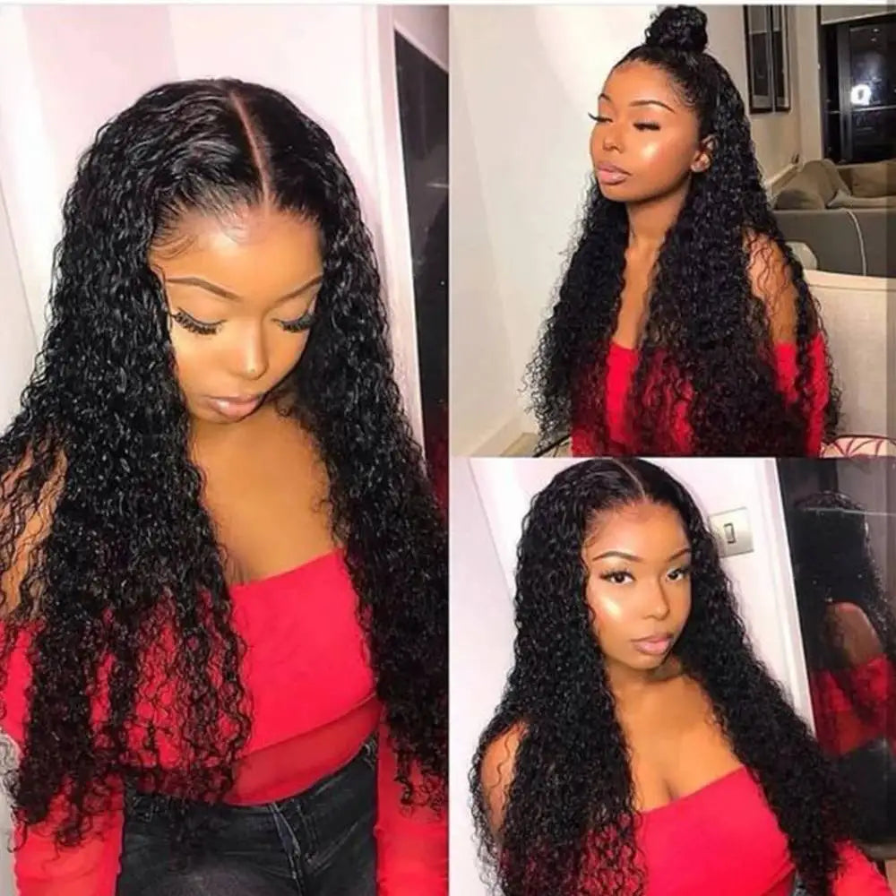 Brazilian Hair 13x4 HD Lace Frontal Wig Deep Wave Curly Remy Human Hair Deep Water Wave 4x4 Lace Front Wig Natural Color