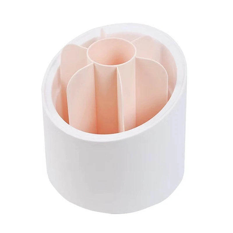 360° Rotating Makeup Brush Bucket With Dust-proof Cover Cosmetic Storage Box