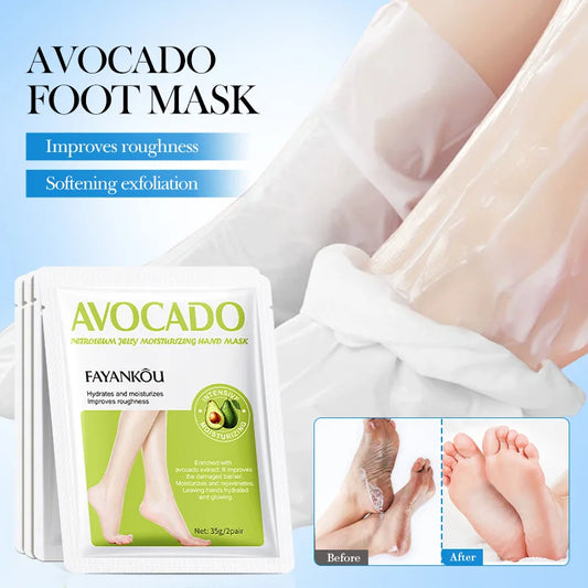 5 Pairs Avocado Exfoliating Foot Mask Feet Pedicure Remove Dead Skin Moisturizing Foot Exfoliator Feet Masks Skin Care Products