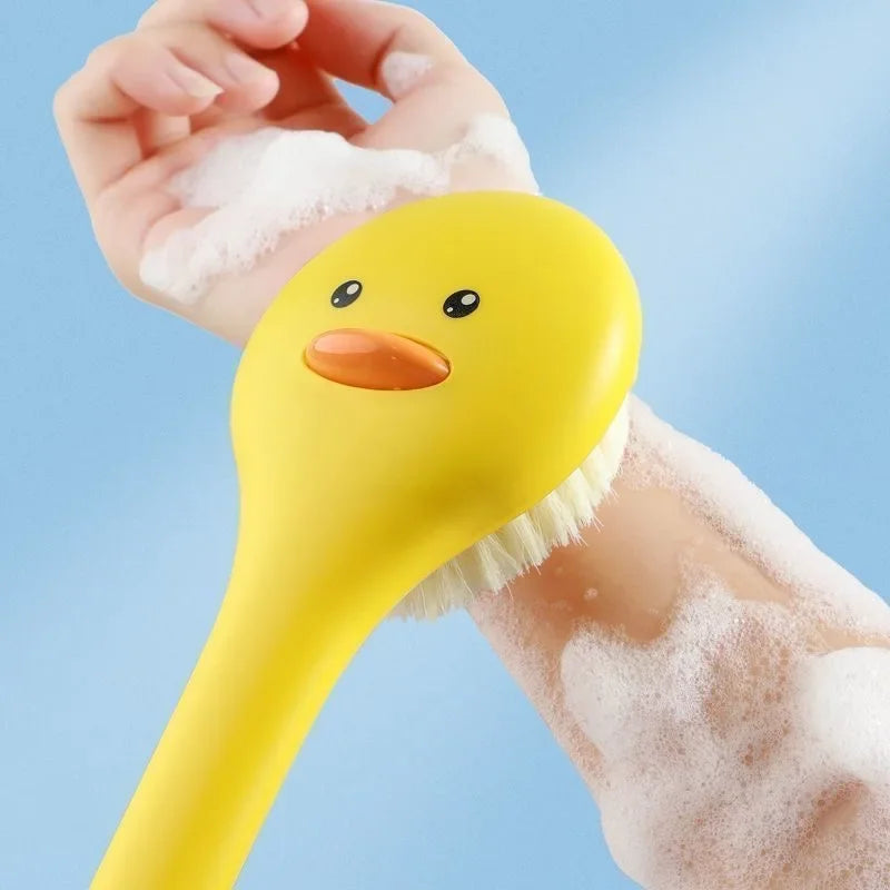 Cute Duck Long Handle Bath Brush Soft Bristles Bath Brush Skin Massager Shower Scrubber Exfoliation Body Cleaning Brush Bathroom