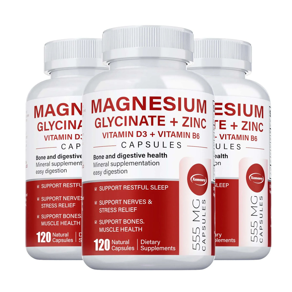 Magnesium Glycinate + Zinc - Improves Sleep Quality, Promotes Cardiovascular Bone and Heart Health, Promote Intestinal Digestion