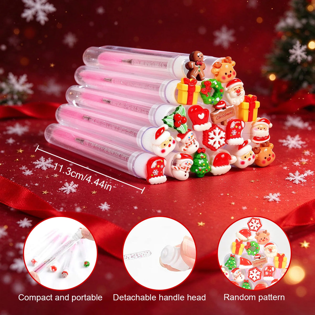 20Pcs Christmas Eyelash Brush with Dustproof Tube Reusable Lash Spoolies Mascara Wand Portable Eyebrow Comb Extension Xmas Gifts