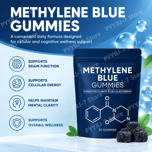 Methylene Blue Gummies with PQQ NAC Vitamin B2 & B3, Supports Cognitive Clarity & Cellular Energy Brain Nutrient for Adults 30Ct