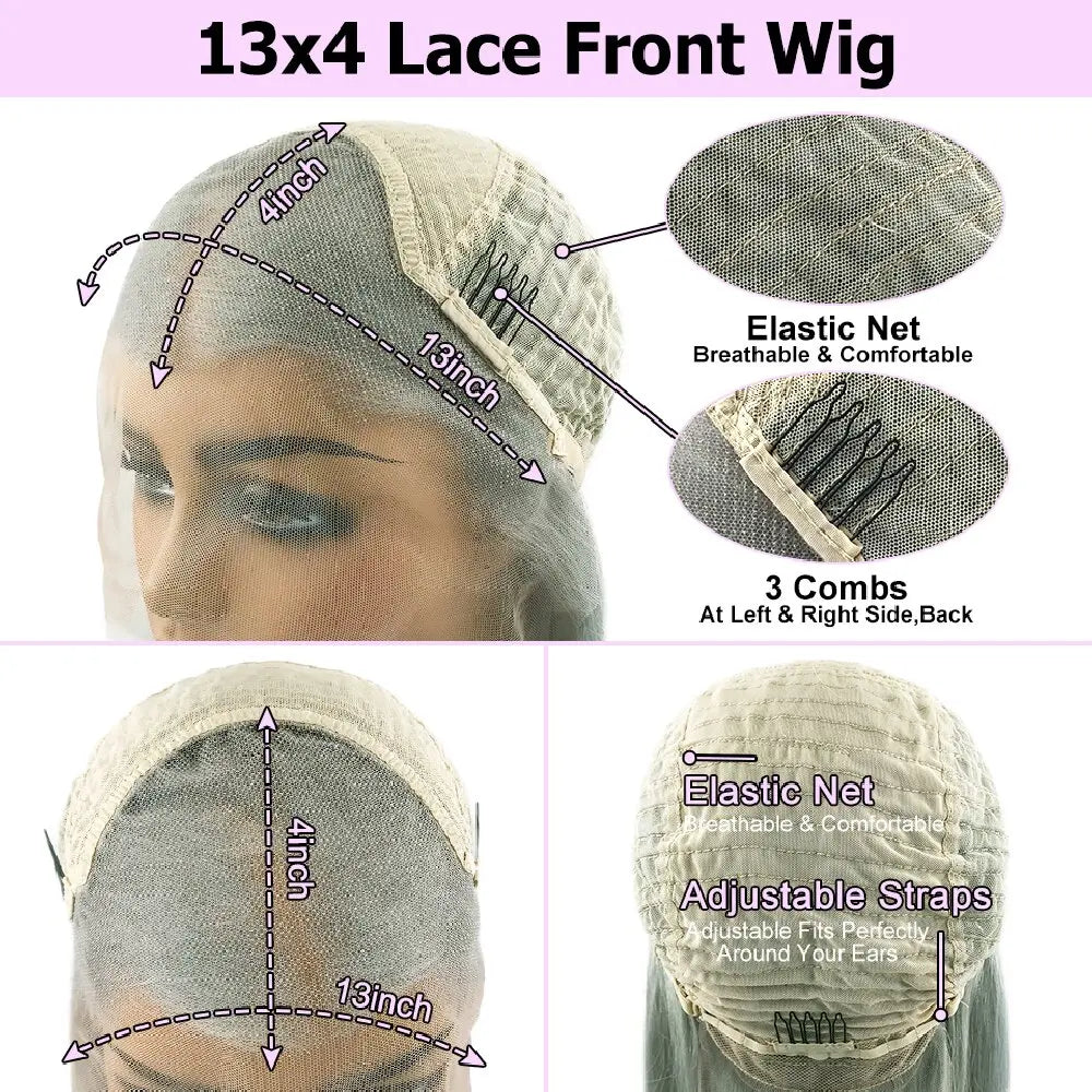 Silver Grey Colored Body Wave Human Hair Wigs For Women 13x4 Transaprent Lace Frontal Wig Preplucked Brazilian Remy Hair Wig