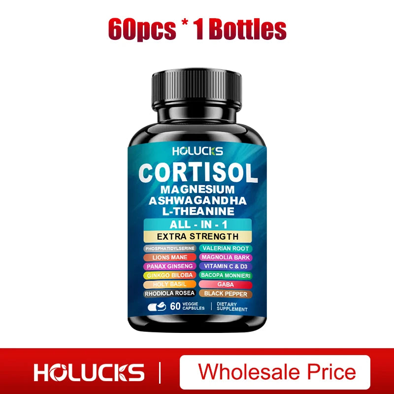 Buy 1 Get 1 Free! Premium Cortisol Capsules, Support Balances Hormones, Reduces Hot Flashes & Promotes Restful Sleep, Non-GMO