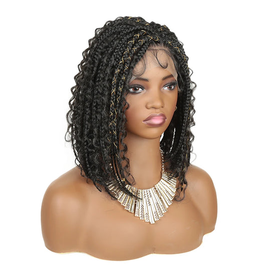 Alibaby 12inch Synthetic Knotless Box Braided Wigs for Women Premium Braided Lace Front Wigs with Baby Hair Natural Looking