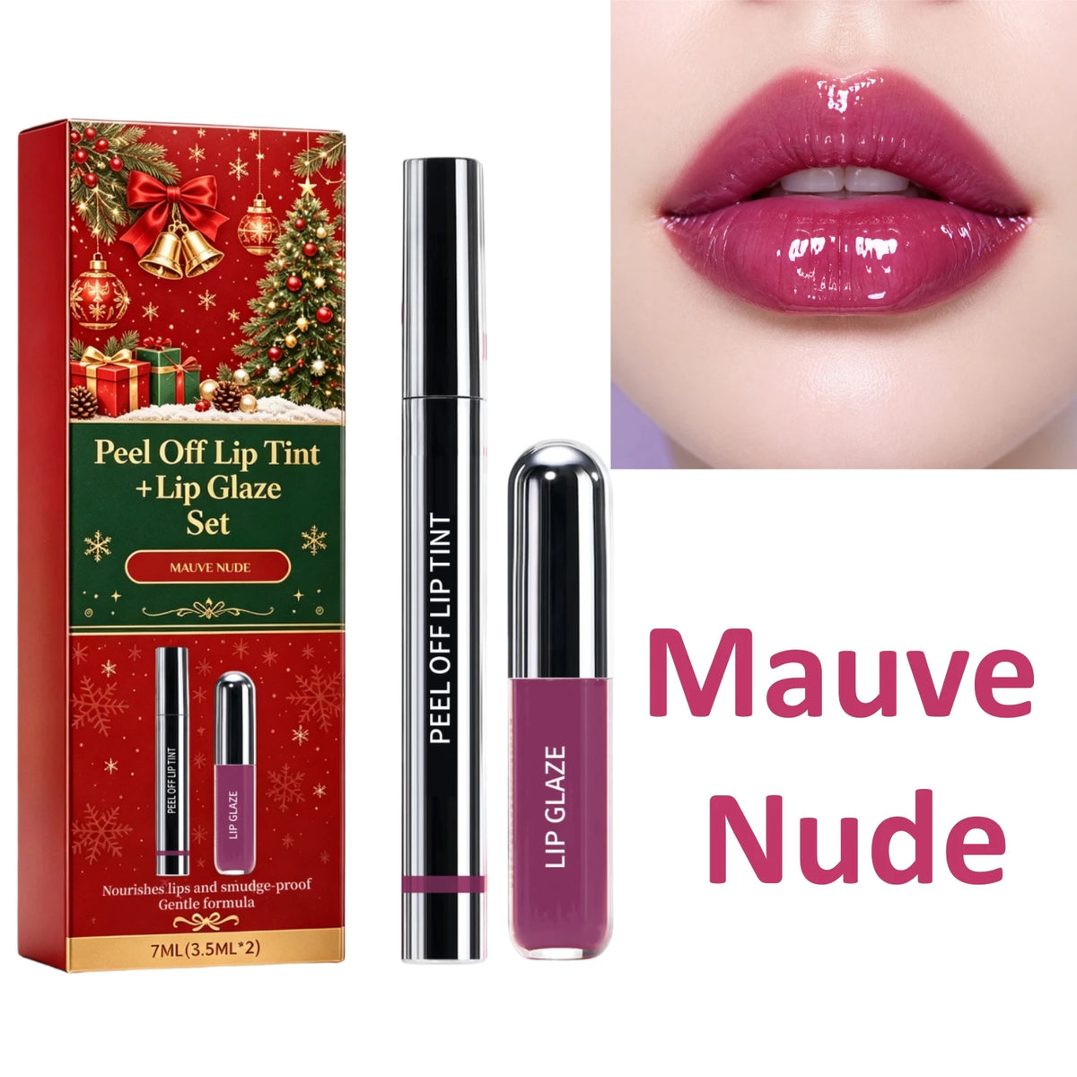 Christmas Peel Off Lip Tint Set Smudge Proof Easy Apply Nourishing Comfortable Wear Festive Long Lasting Lip Stain With Glaze