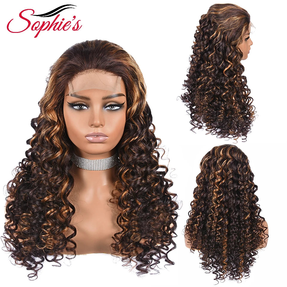 Sophies 4*4 Lace Closure Human Hair Wigs 99J Color 180% Density Loose Wave Wigs For Women Brazilian Hair Remy Hair 14-28 Inches