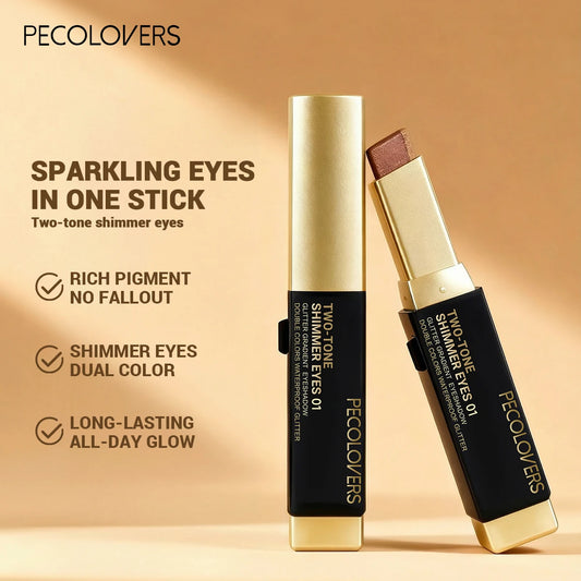 1Pc Dual-Color Eyeshadow Stick, Blendable Eye Color For Daily Makeup, Brown And Pink, Cosmetic Eye Makeup Product
