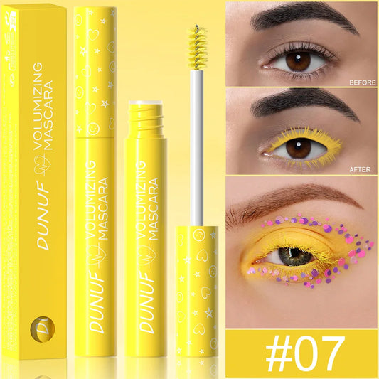 Yellow Slender Curly Mascara, Color Mascara Waterproof Not Easy To Smudge, Portable Fine Brush Head,Holiday Makeup
