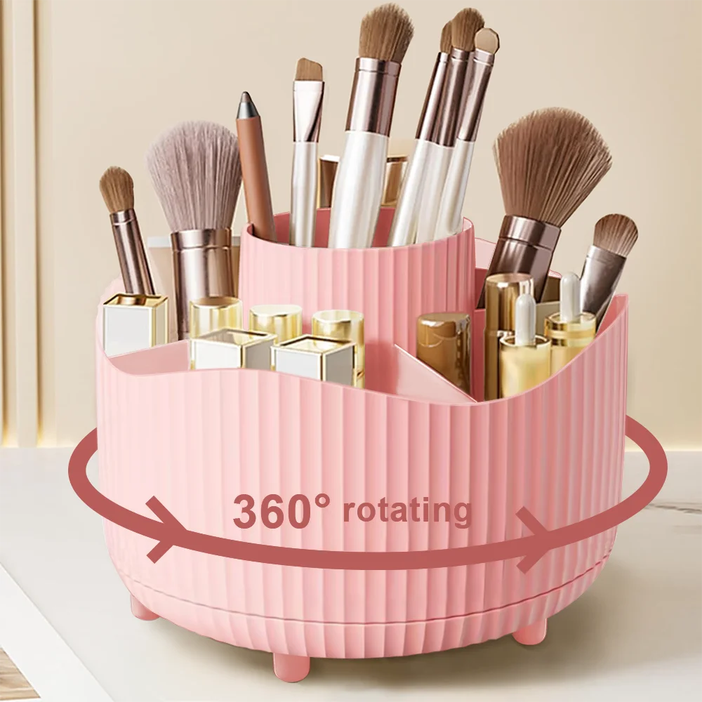 360° Rotating Makeup Brush Holder Cosmetic Brush Holder Large Capacity Lipstick Eyebrow Makeup Brush Holder Jewelry Container