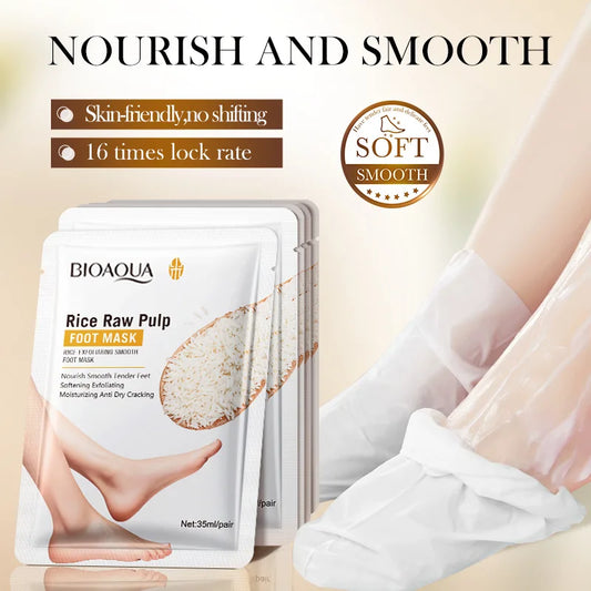 5 Pairs BIOAQUA White Rice Foot Mask Moisturizing Foot Peeling Mask Exfoliating Feet Spa Pedicure Exfoliant Feet Skin Care