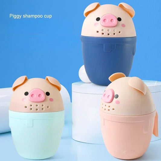 2025 Kids Bath Tool Cartoon Pig Baby Bath Caps Cute Toddle Shampoo Cup Children Bathing Bailer Baby Shower Spoons Washing Hair