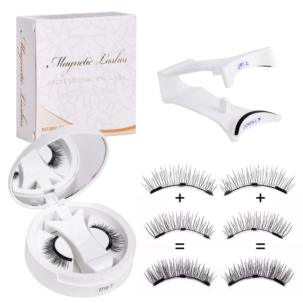 Hot 1 Pair Magnetic Eyelashes Handmade Fluffy Faux Mink Lashes Reusable Natural False Eyelashes and Magnetic Tweezers Set Makeup