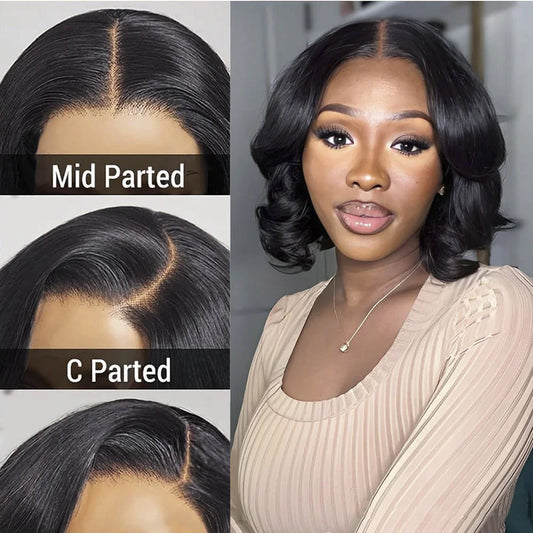 Loose Bouncy Wave Short Bob Wigs Raw Vietnamese Virgin Hair Side Part Body Wave Human Hair Lace Frontal Pre Cut 13x4 Hd Lace Wig