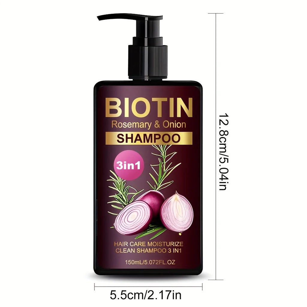 Biotin Rosemary and Onion Shampoo 3 in 1 Shampoo,Deeply Clean and Moisturize Hair Dirt, Strengthens Hair, Reduce Hair Breakage