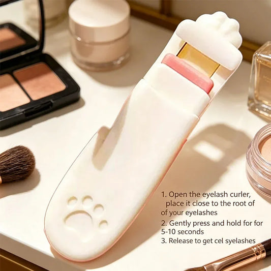 1/2pcs Cute Cat Claw Eyelash Curler, Portable Press-Type Eyelash Curler, Professional Sunflower Lashes Curling Clip for Daily