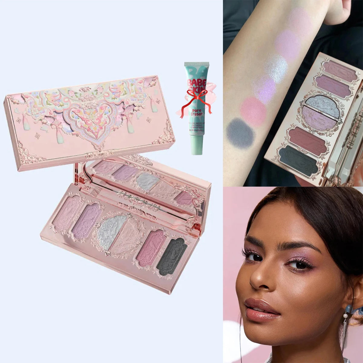 Flower Knows Chocolate Wonder-Shop 8-Color Eyeshadow Palette Matte Shimmer Waterproof Highly Pigmented Long Lasting Makeup