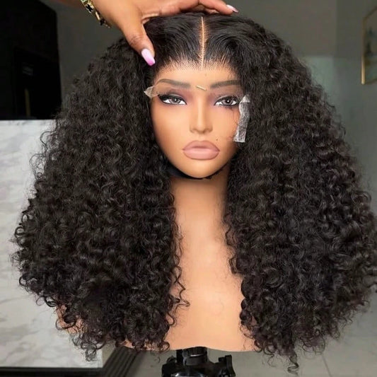 250 Density Jerry Curly Human Hair Wig 360 HD Transparent Lace Curly Wigs 36 Inches Preplucked