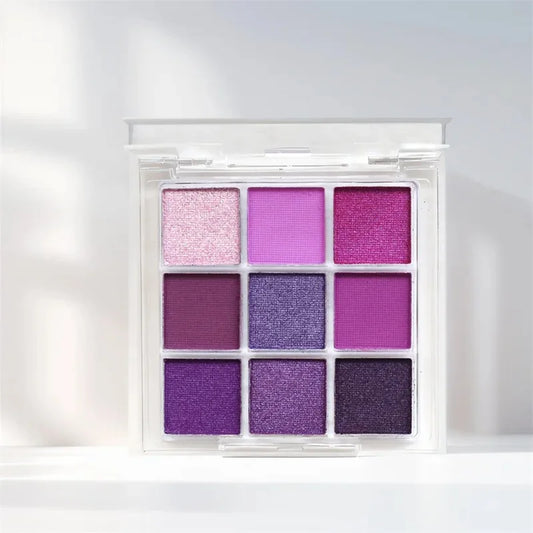 9 Colors Glitter Eyeshadow Palette Purple Glitter Pearlescent Matte Eye Shadows Shimmer Long Lasting Women Eye Pigments Makeup