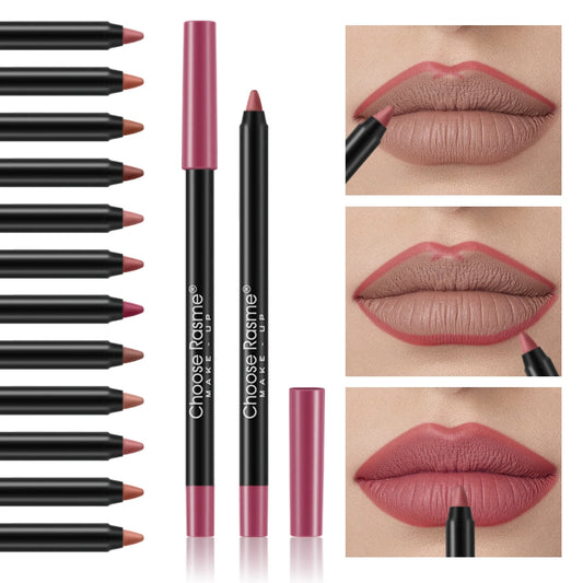 12 pcs Lip Liner Pencil Set Matte Lipliner Pencil Lipstick Waterproof Long Lasting Nude Contour Lipstick Pen Lip Tint Cosmetics