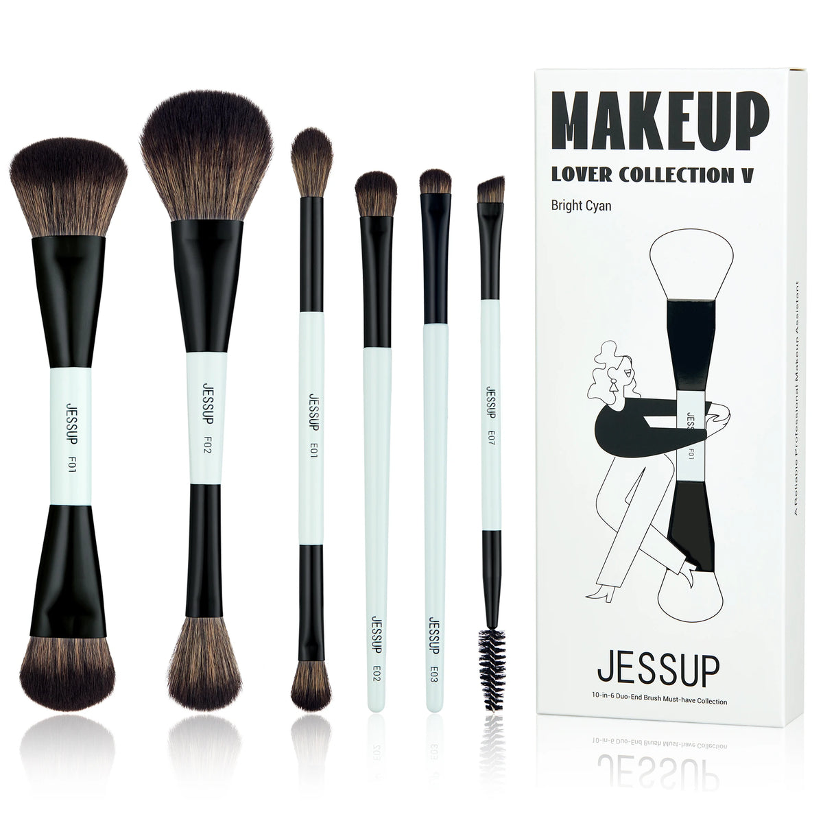 Jessup Makeup Brushes Set 2/3/6/10PCS,Double Sided Foundation Contour Brush Blush Blending Eyeshadow Concealer Cruelty Free T500