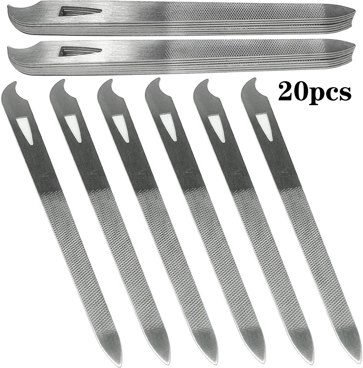 10/20Pcs Metal Nail File,Stainless Steel Nail File with Curved Sharp Pointed Tip Double Sided Manicure Pedicure Toenails Tools