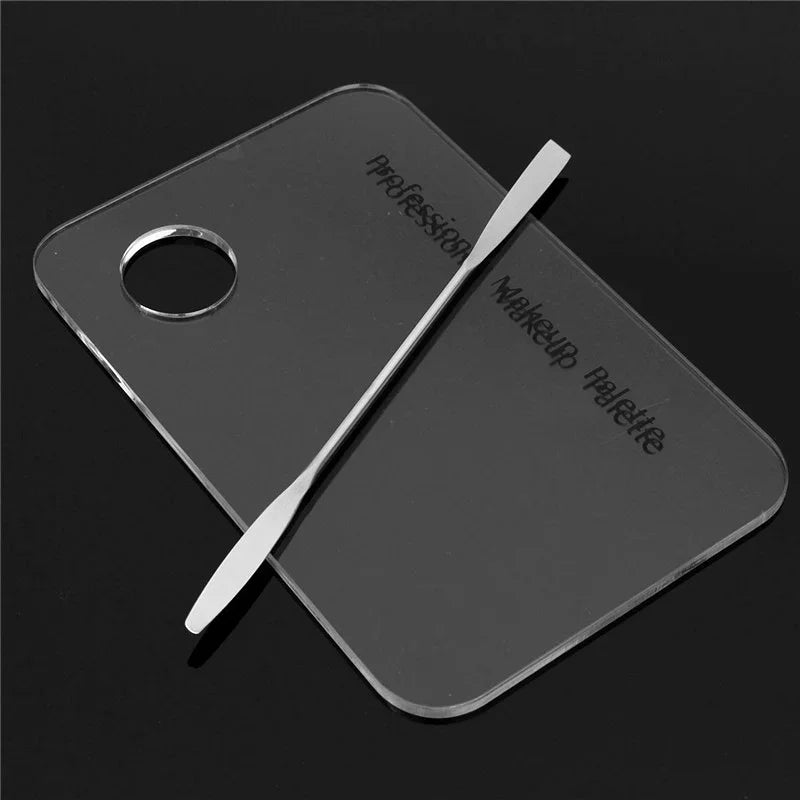 Acrylic Transparent Makeup Palette Watercolor Oil Painting Mixer with Stainless Spatula Cosmetics Tools