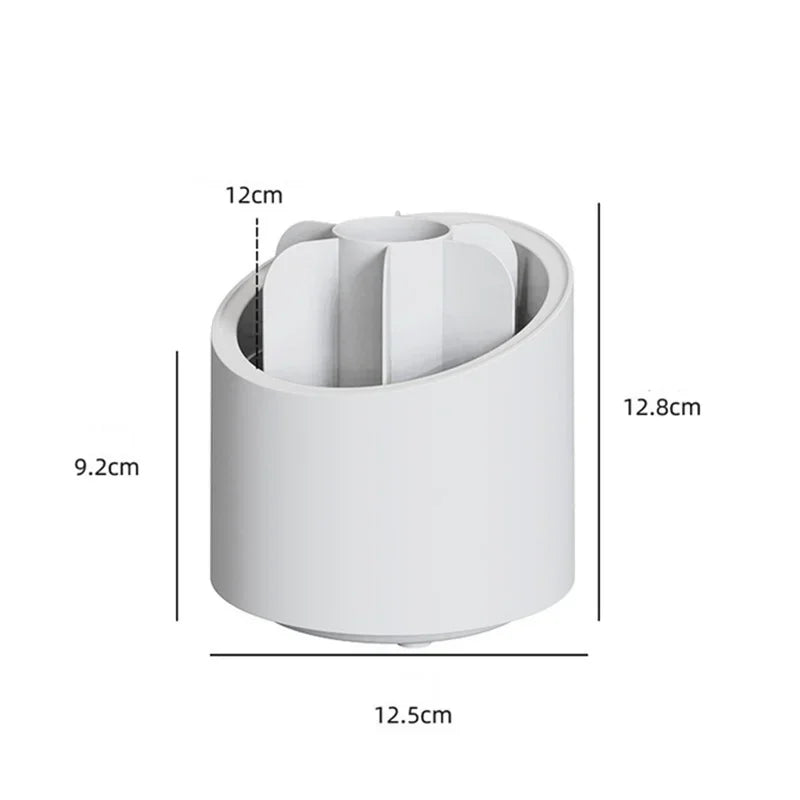 Desktop Cosmetic Brush Organizer 360° Rotating Makeup Brushes Holder 7 Grids Lipstick Eyebrow Pen Holder Eye Shadow Storage Box