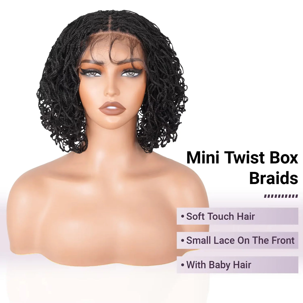 Synthetic Full Lace Braided Wigs Spring Twist Wig for Black Women 14 Inch Short Bob Knotless Box Braids Double Lace Twist Wigs