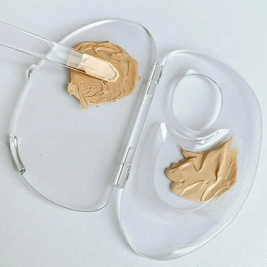 2 Pcs Foldable Liquid Foundation Palette Acrylic Makeup Tool Kit Mixing Cream Rod Set Storage Test Palette Cosmetic Beauty