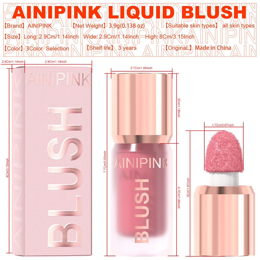 Matte Liquid Blush Cheek Tint Cheek High Pigmented Long Lasting Transfer-proof Multi-use Natural Flush No Cakey US Stock Y2K