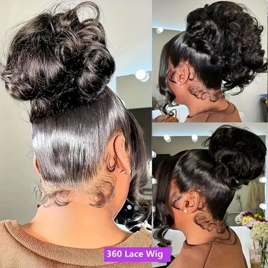 Peruvian Hair Invisible Strap 360 Full Lace Frontal Body Wave Wig Human Hair Natural Color Drawstring 360 Lace Frontal Wig