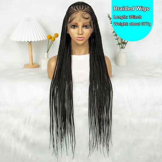 Box Braids Wig 36Inch Cornrow Braided Wigs Synthetic Full Lace Braided Wig for Black Women Blended Lace Front Braiding Hair Wig