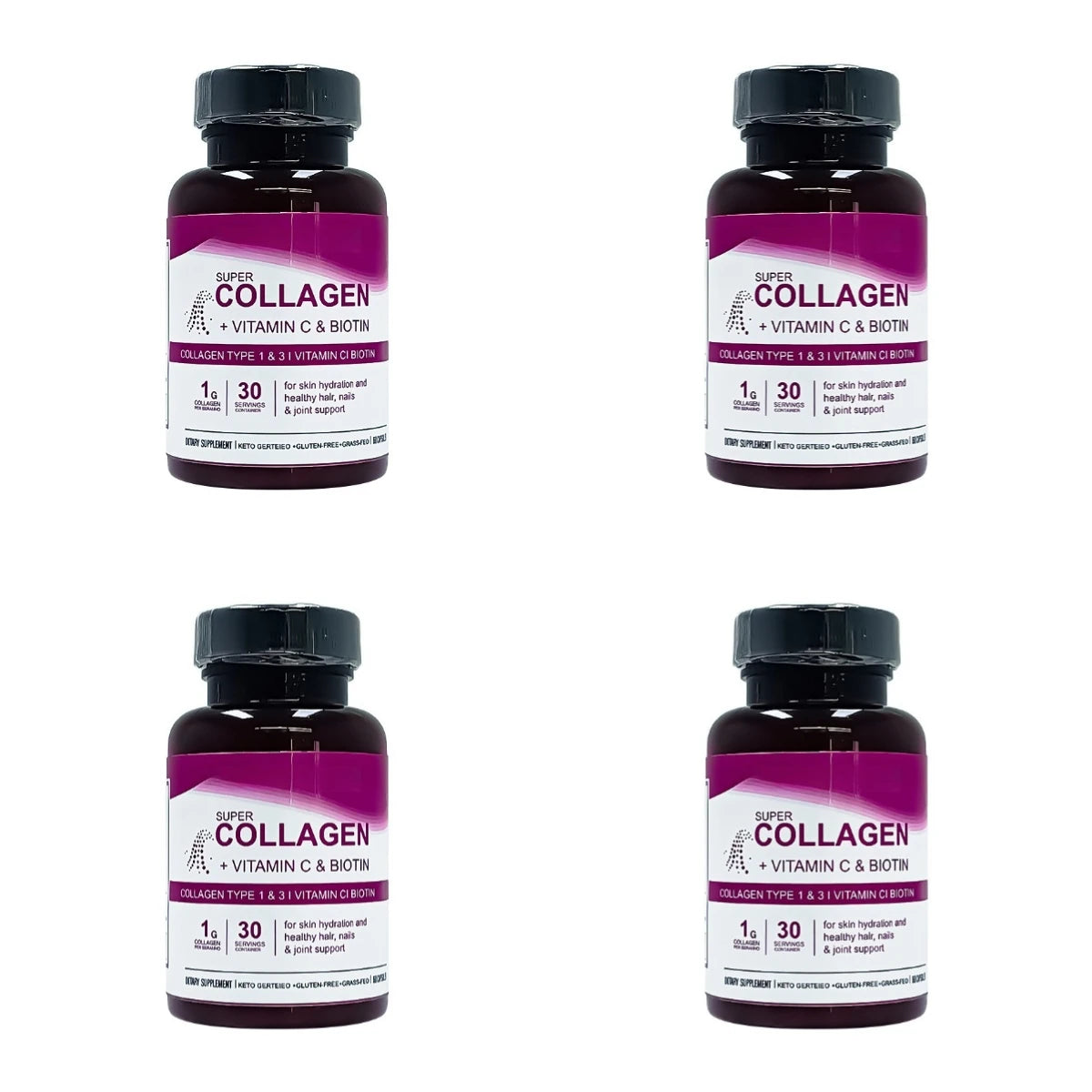 Collagen Capsules for Skin Hydration, Strong Hair & Nails Joint Support, Type 1 &3 Collagen with Vitamin C & Biotin, 60 Capsules