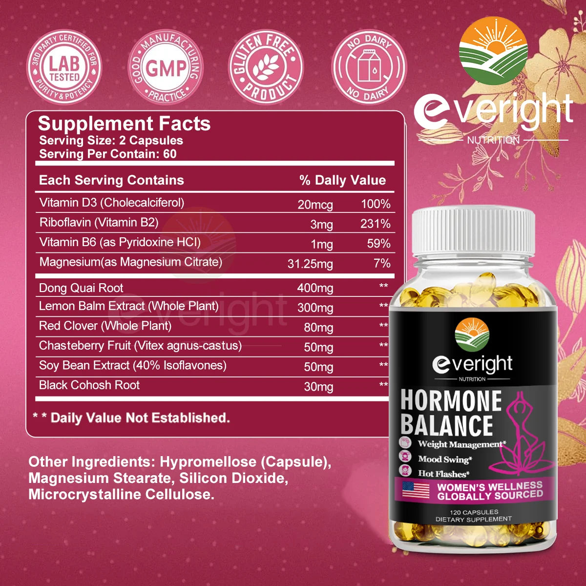 Hormone Balance Capsules for Women Mood Swings, Menopause, Sleep, Anxiety, Stress, Cortisol Health Supplement