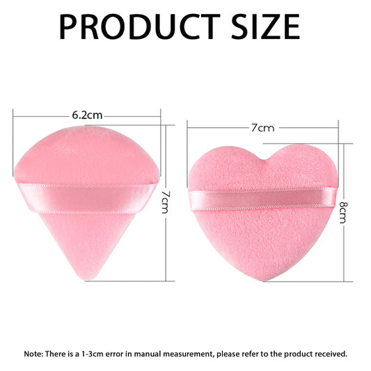 10/20Pcs Triangle Velvet Powder Puff Heart Shaped Makeup Sponges Blender Foundation Cosmetic Facial Sponges Make Up Accessories
