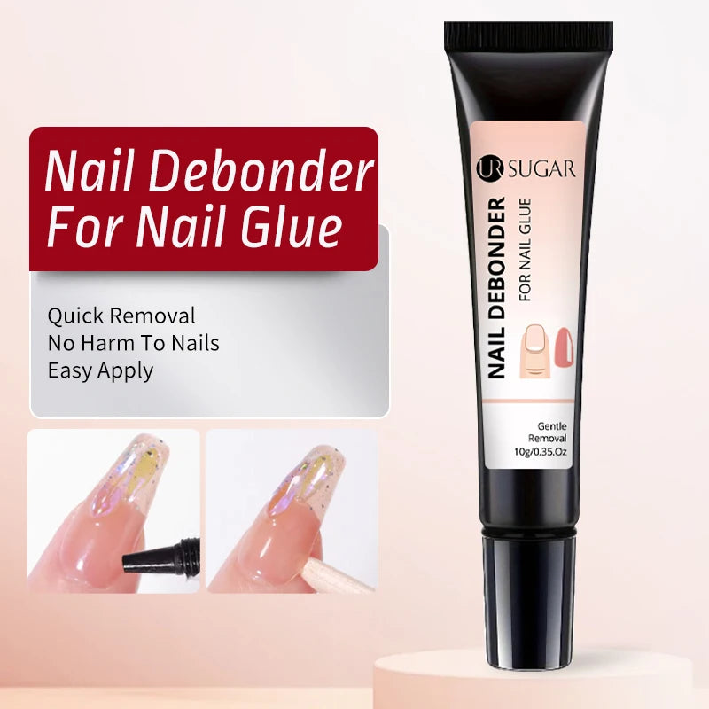 UR SUGAR 10g Nail Glue with Remover Set for Press On Nails Tips No Need Lamp Cured Long Lasting Quick Dry Soak Off Adhesion Gel