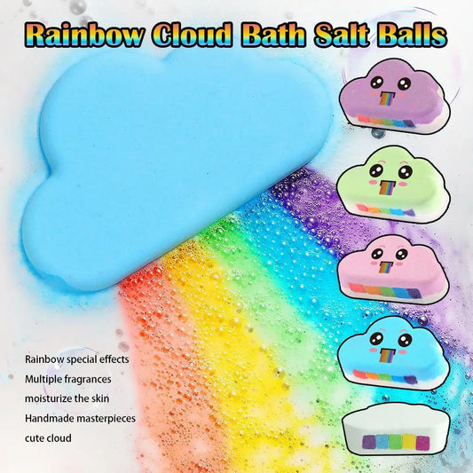 Rainbow Bath Bombs for Kids, Handmade Cloud Bubble Fizzy Spa Balls Kid Bath Bombs Relaxing Holiday Gift for Teens Girls Toddlers