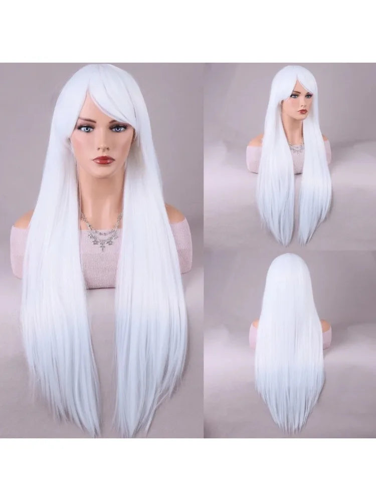 Dark Brown Synthetic Women's Wig Long Straight Layered and Heat Resistant