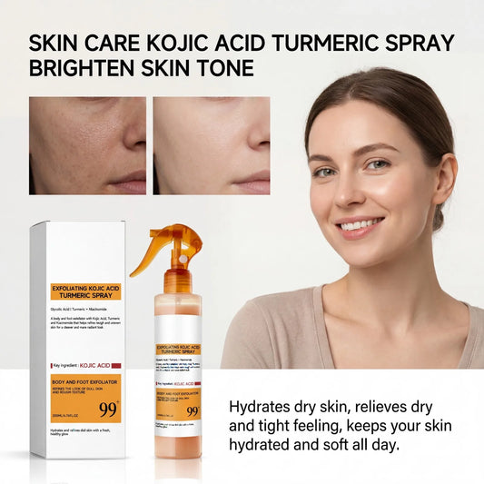 New 2026 Kojic Acid Turmeric Body Spray Exfoliating Spray Glycolic Acid Brightening Smoothing Rough Skin Hydrating 200ml