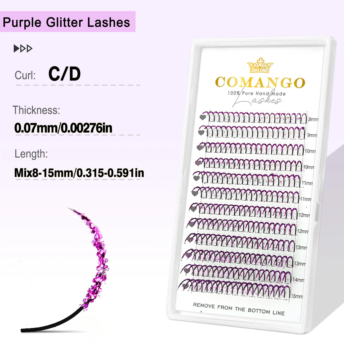 CoMango Shinning Colored Glitter Spikes Eyelash Extension Sliver Purple Blue Pink For Christmas Cosplay Party Makeup