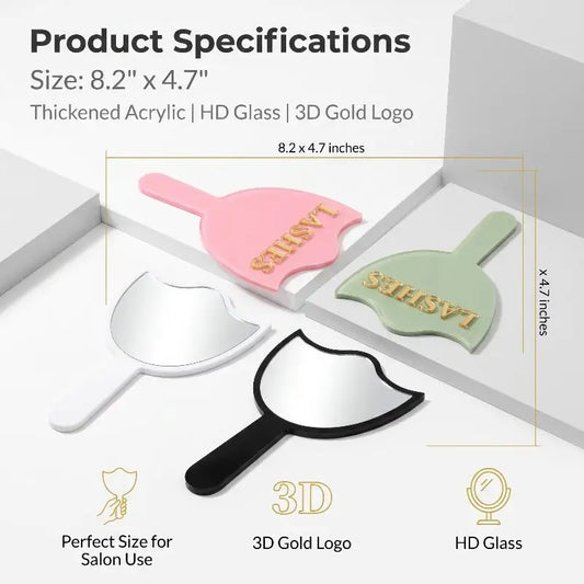 New 1Pcs Precision Makeup Mirror HD Glass Lash Extension Mirror With Handle For Lash Artists & Salon Use