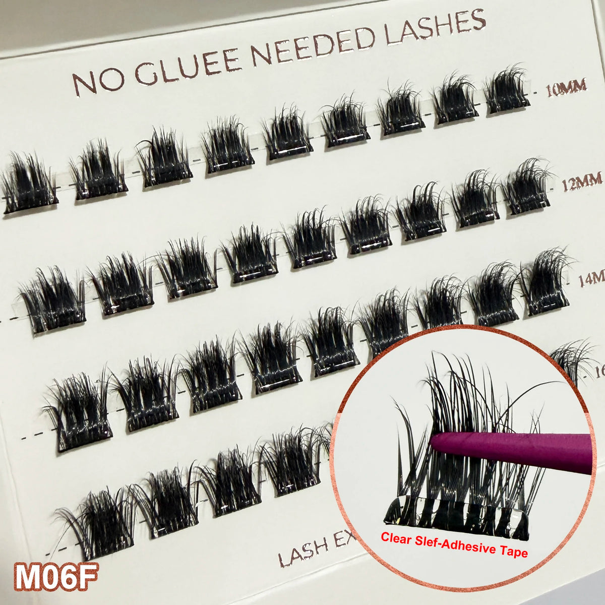 Self Adhesive Cluster Lashes Wide Pre‑glued Tap Natural DIY Eyelash Extension No Glue Need Eyelashes Press On Manga Lashes