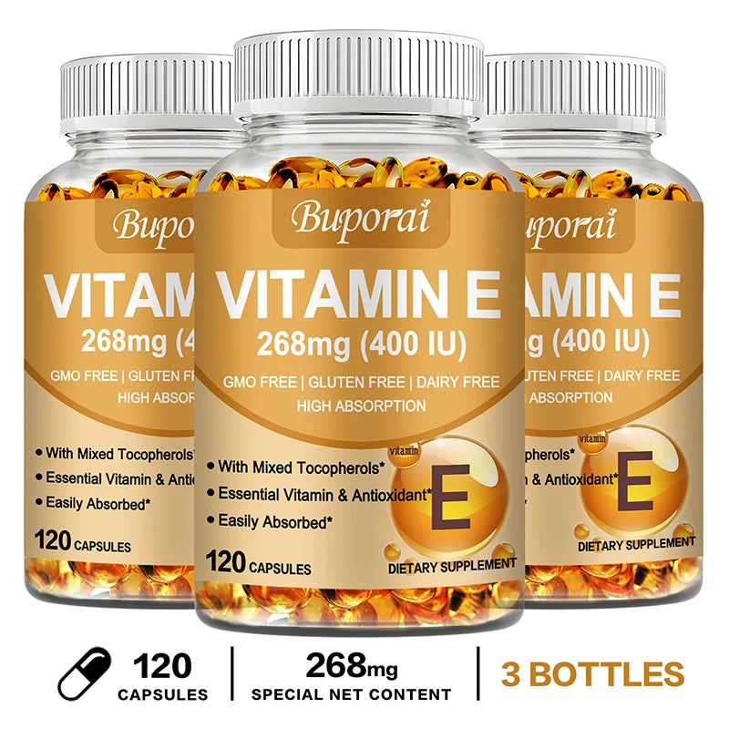 Vitamin E - Promotes Skin, Hair, Nails, Immune and Eye Health, Antioxidant