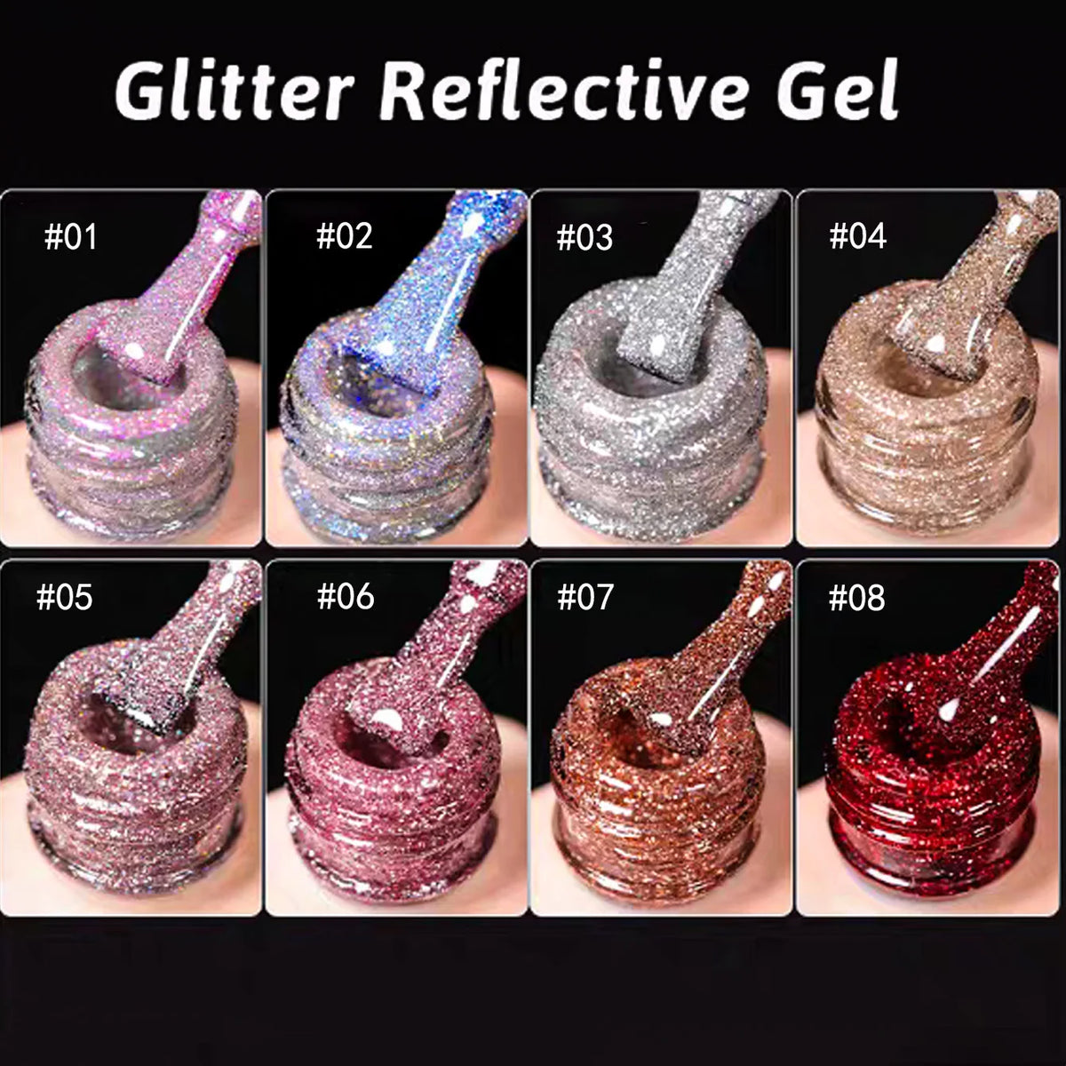 ZH 1-4Pcs 12ML Pink Blue White Green Color Series Ladybug Glitter Gel Nail Polish, Popular Yun Brocade Diamond Gel Polish