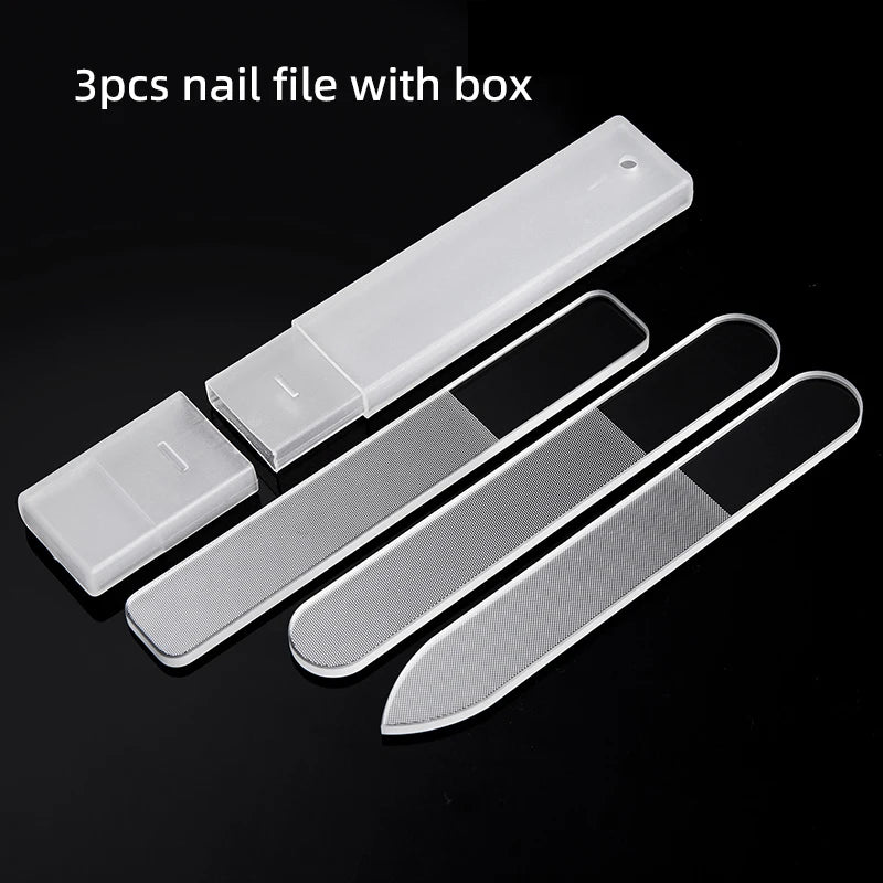Clear Glass Nail File Buffing Grit Sanding Polishing Grinding Manicure Nail Art Tools Set Professional Glass Nano Nail Saw