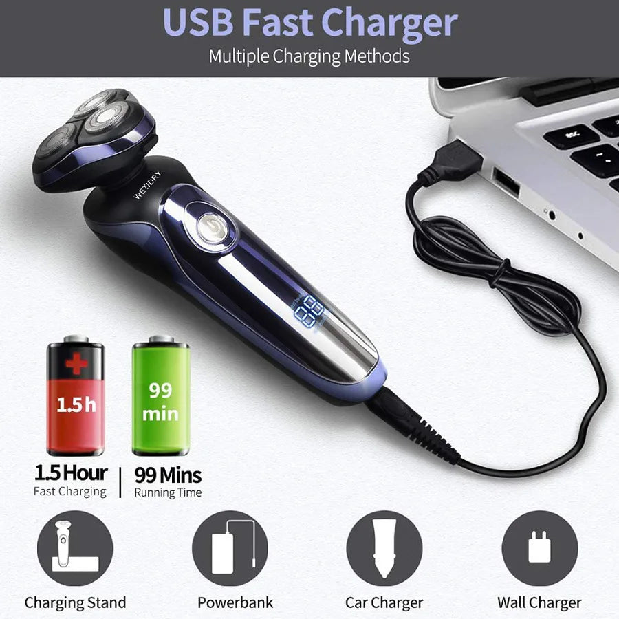 TINSOL 6 in 1 Electric Shaver Men's Razor Set Hair Clipper Beard Trimmer Nose Hair Trimmer Digital Display Electric Shaver Set