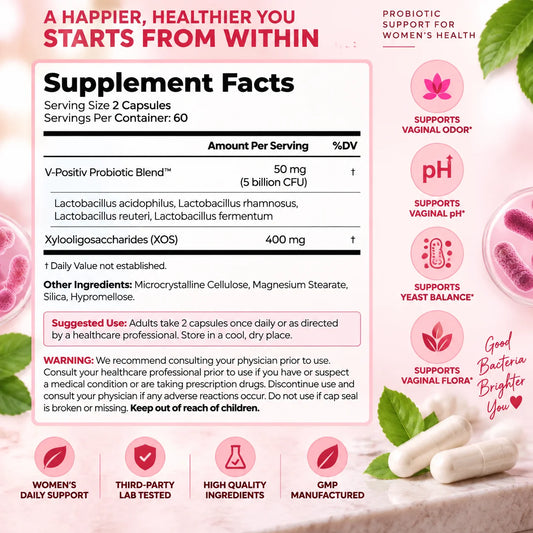 Vaginal Probiotic Capsules - Bacteria and Yeast Balance, Reduces Odor, Promotes Vaginal Health, Improves Vitality and Immunity