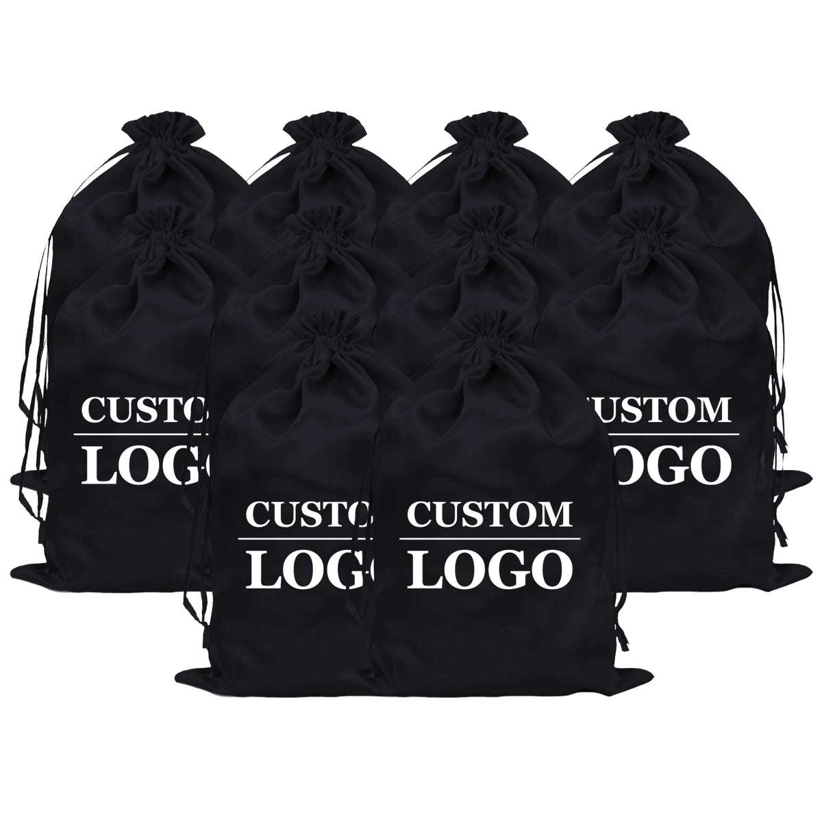 10PCS Custom Satin Bags Hair Bags Luxury Goods Silk Packaging Drawstring Pouches Makeup Case Shoes Cloth Wigs Storage Bag
